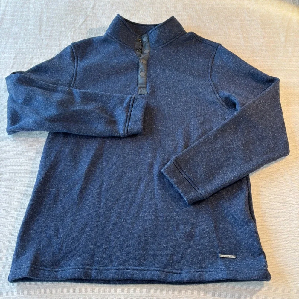 Swannies Golf Mens Large Navy Blue Heathered Snap Mock Neck Pullover Sweater